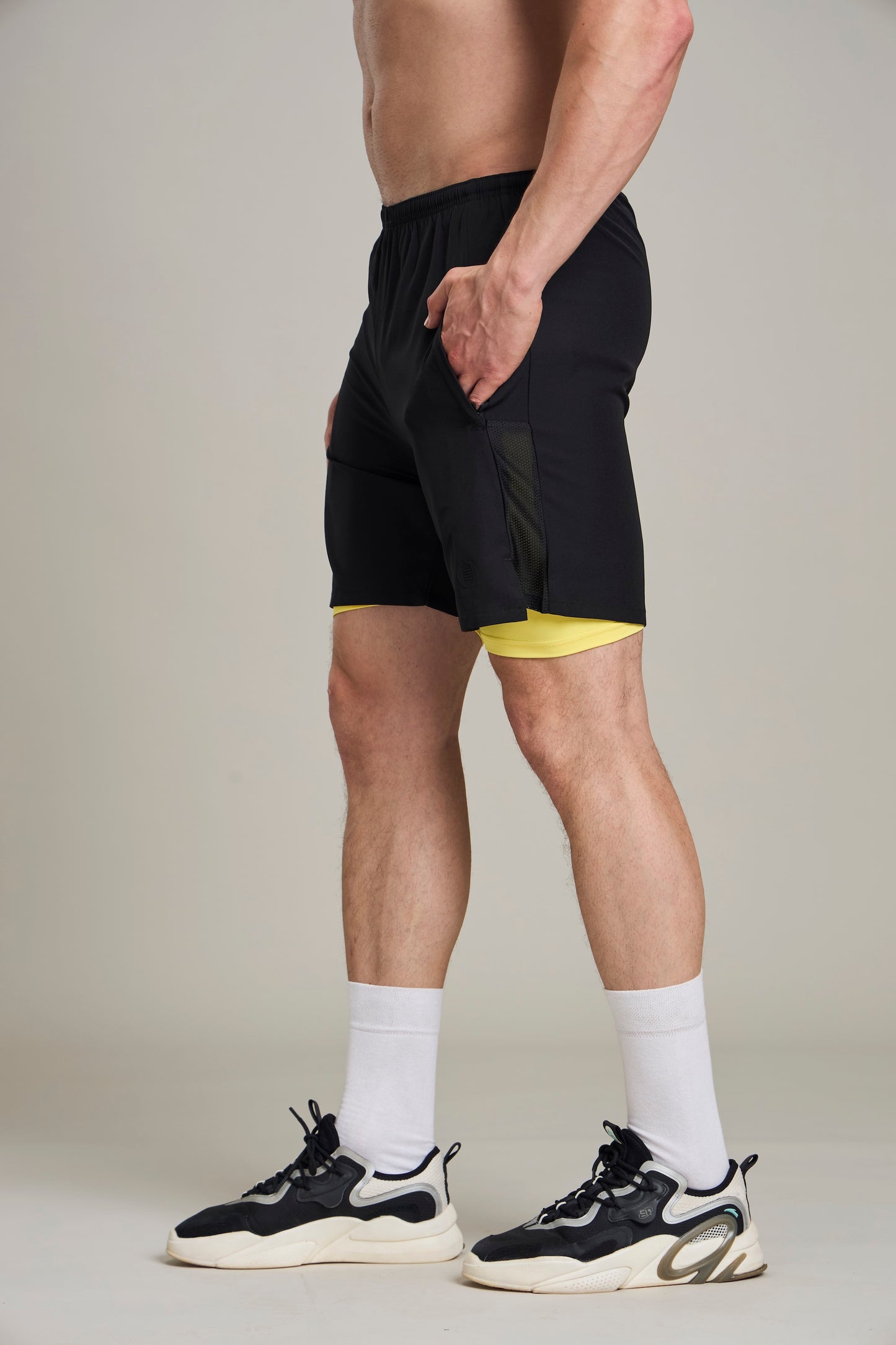 Bout 2in1 Compression Shorts - Black & Yellow