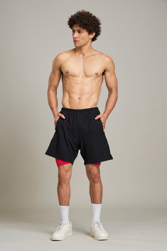 Bout 2in1 Compression Shorts - Black & Red
