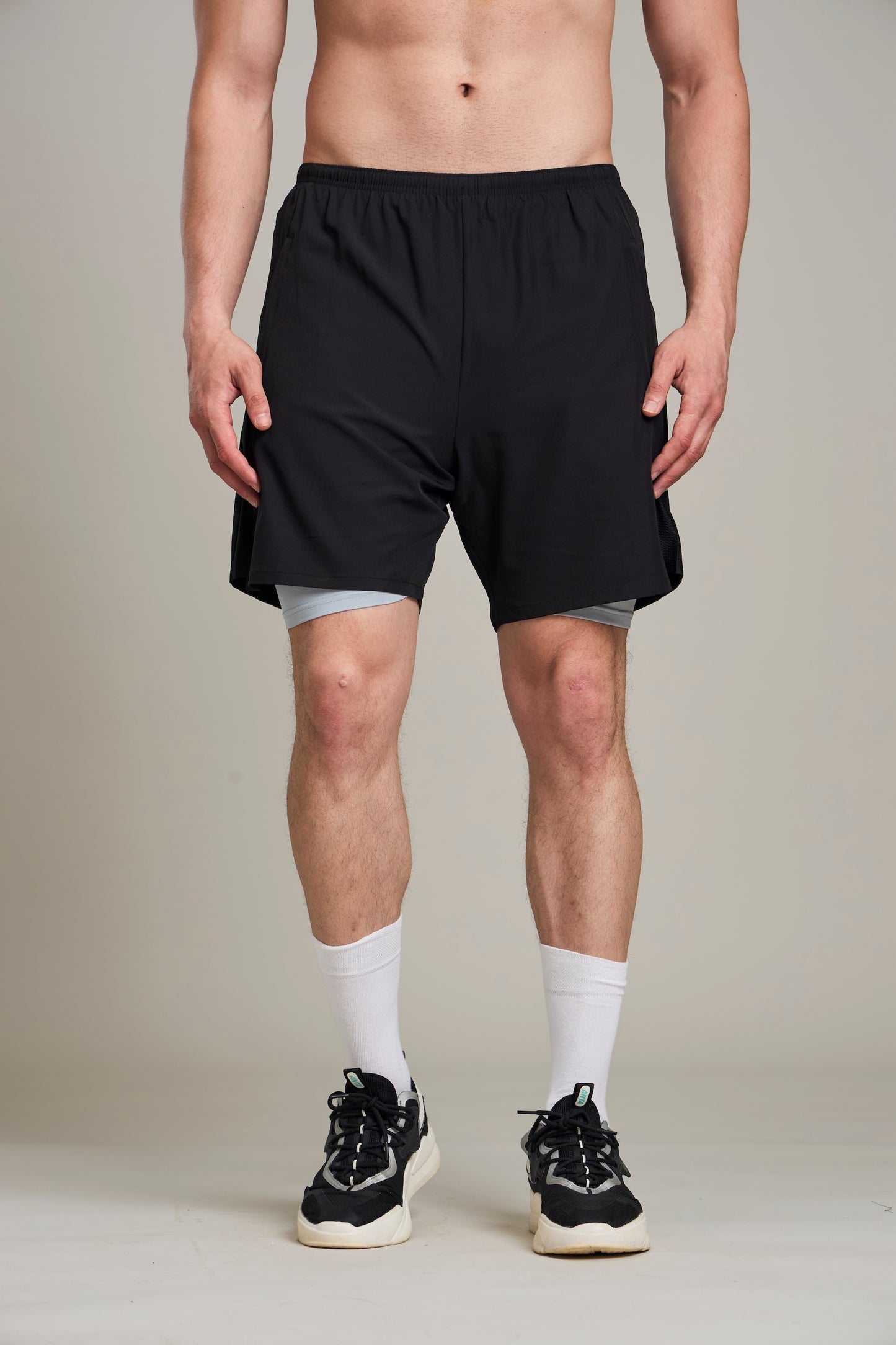 Bout 2in1 Compression Shorts - Black & Grey