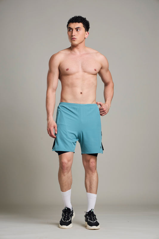 Bout 2in1 Compression Shorts - Teal & Black
