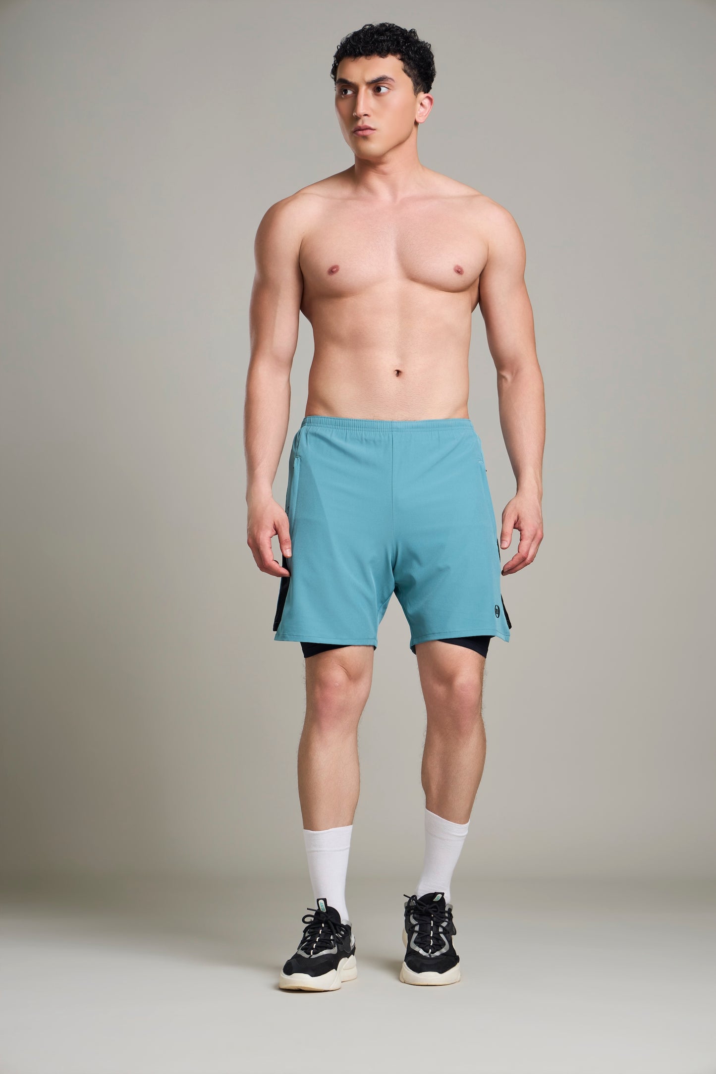 Bout 2in1 Compression Shorts - Teal & Black