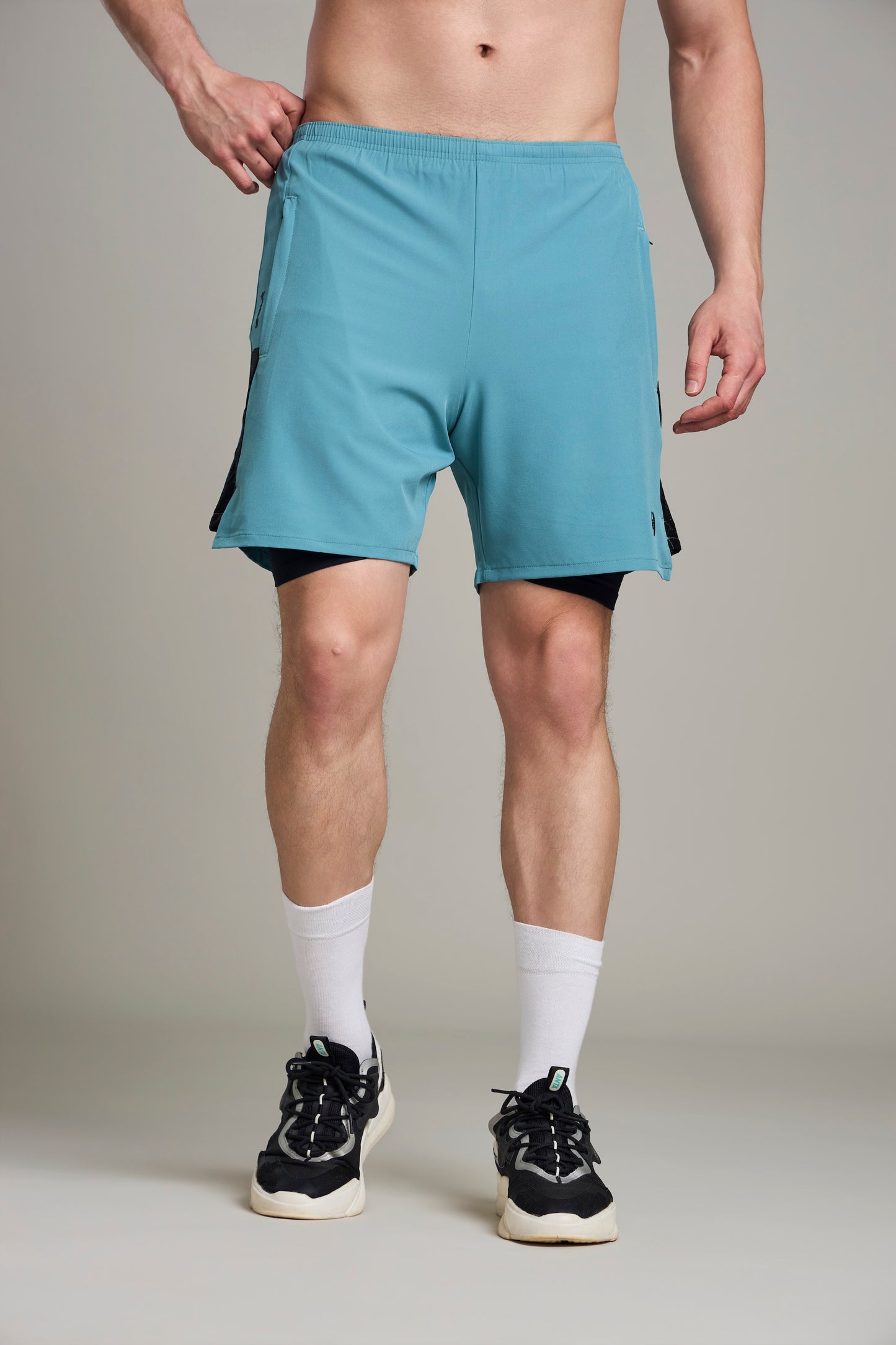Bout 2in1 Compression Shorts - Teal & Black