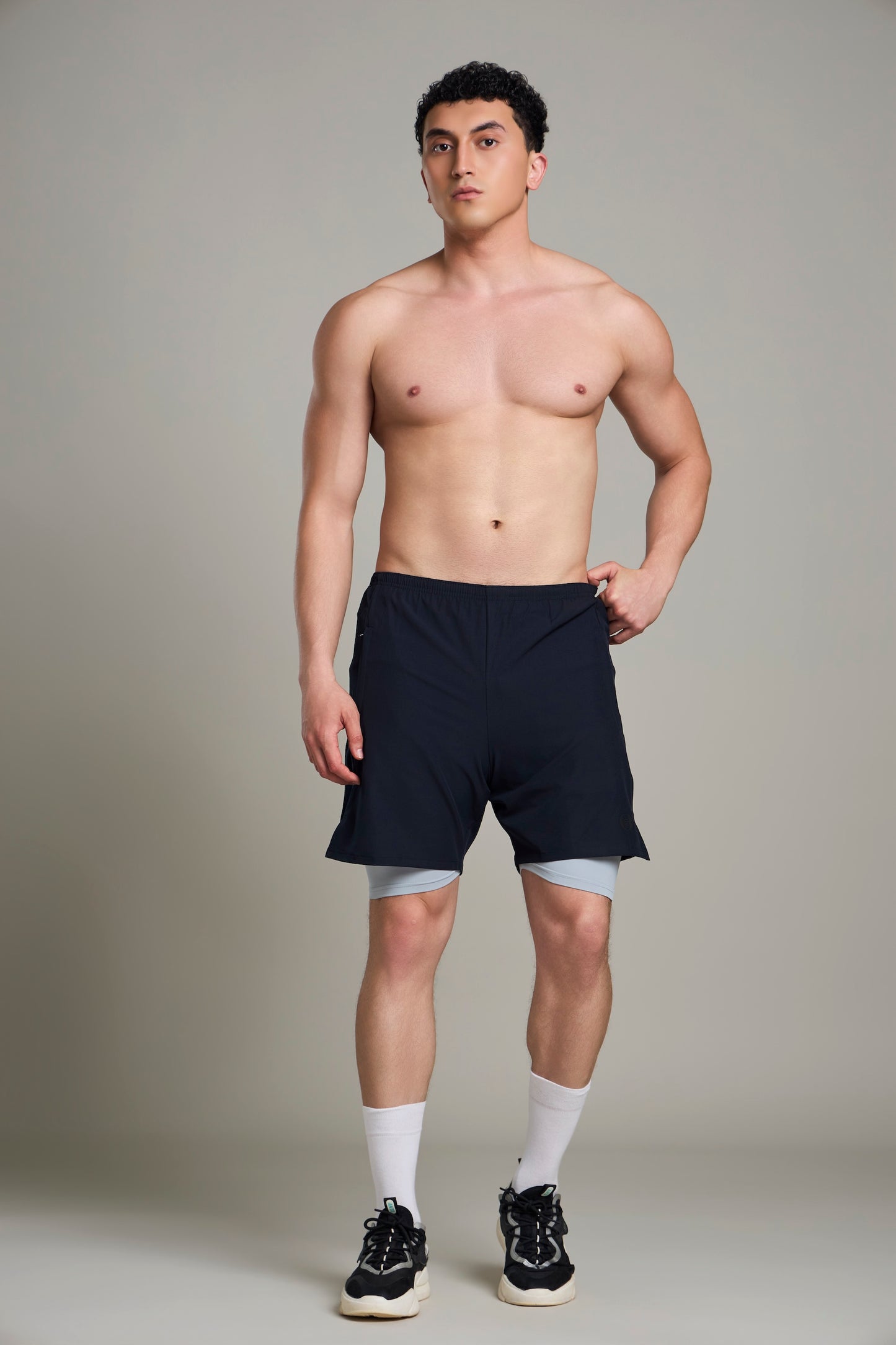 Bout 2in1 Compression Shorts - Navy & Grey