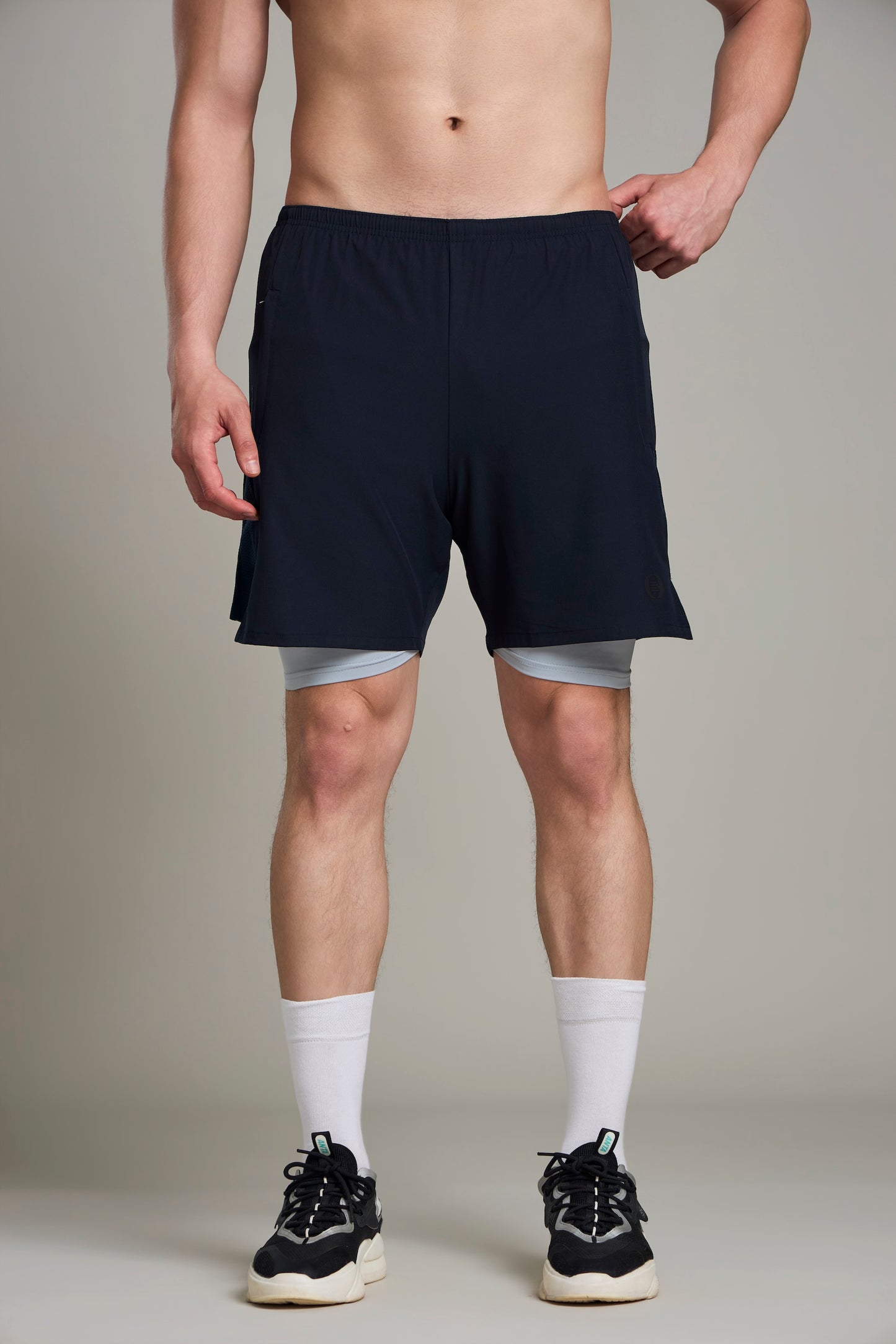 Bout 2in1 Compression Shorts - Navy & Grey