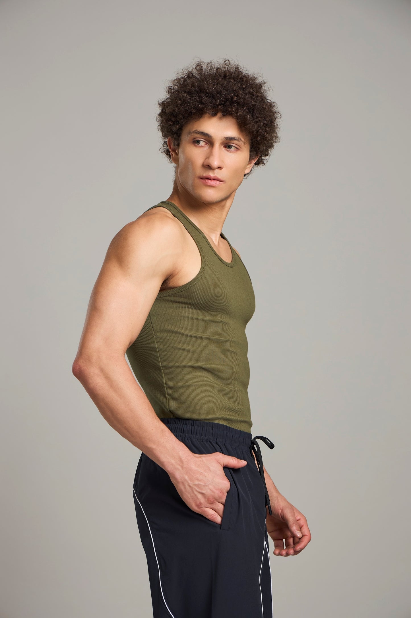 Bout Ribbed Cage Tank - Olive