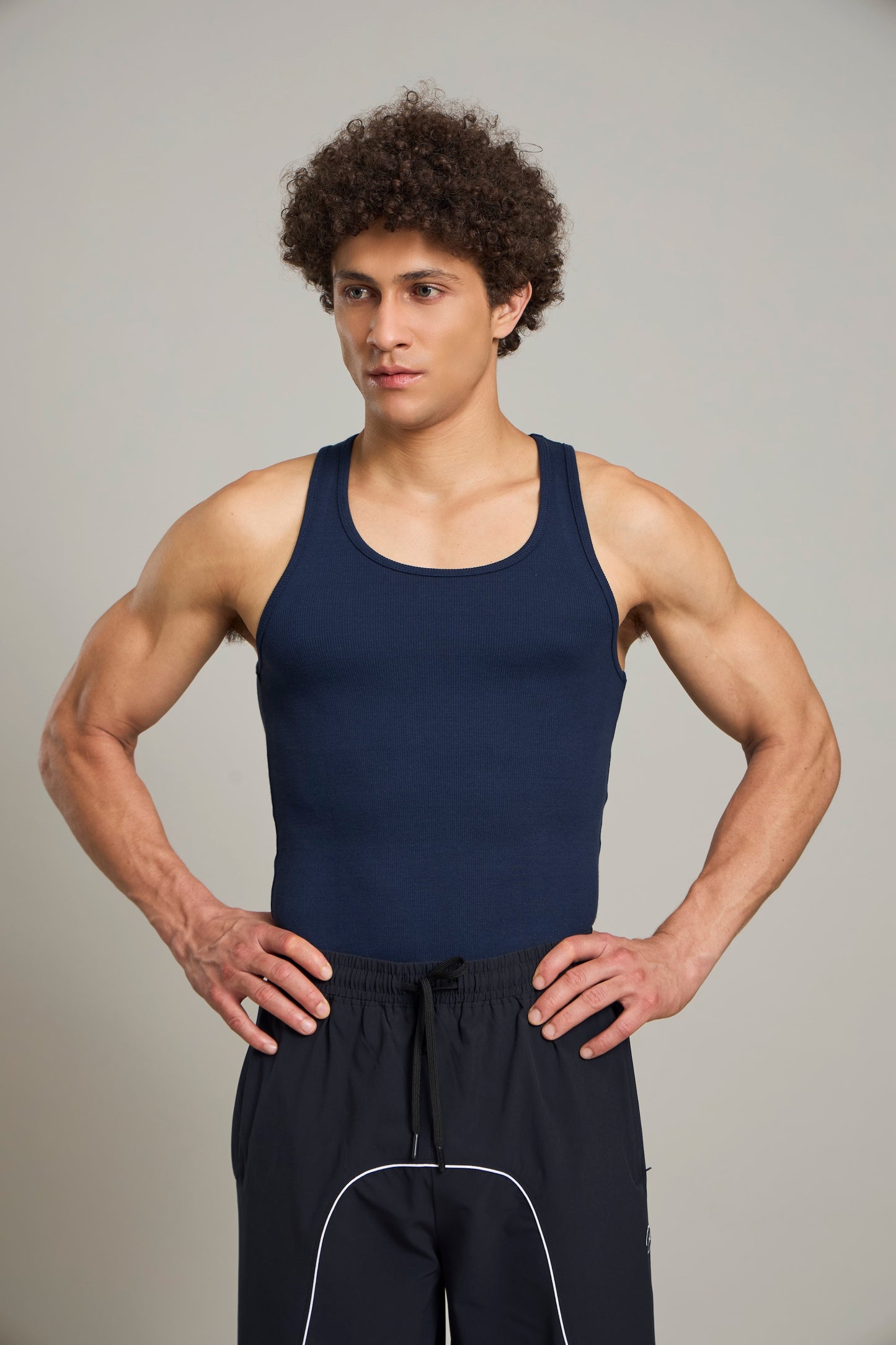 Bout Ribbed Cage Tank - Navy Blue