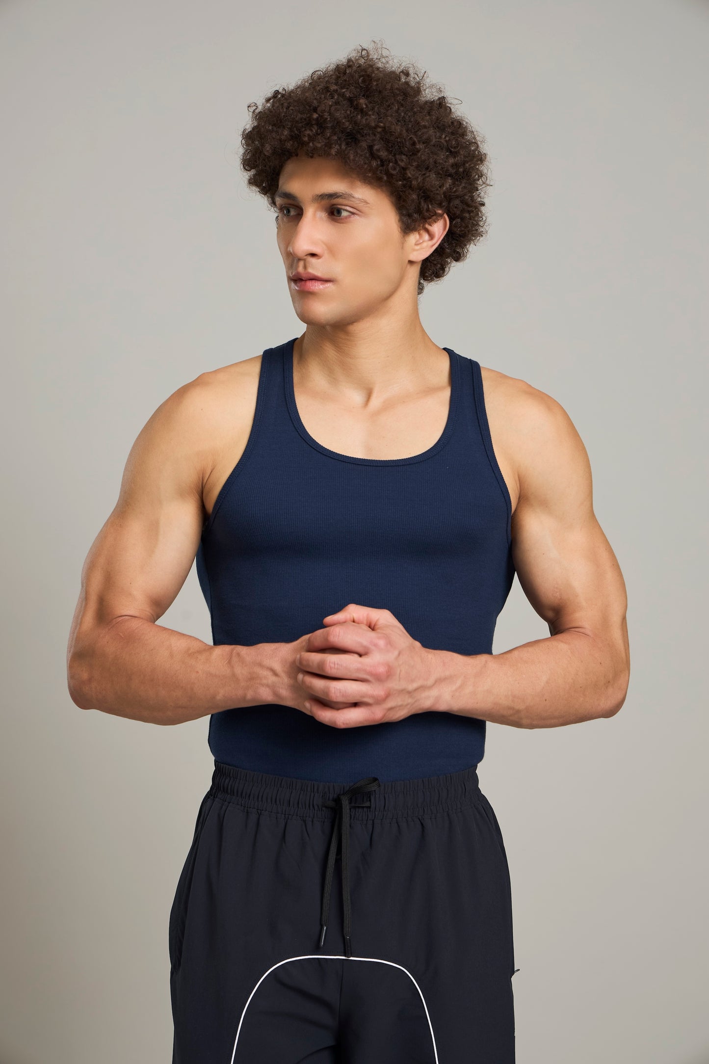 Bout Ribbed Cage Tank - Navy Blue