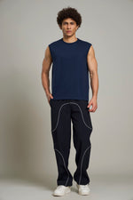 Bout Ribbed Muscle Tank - Navy Blue