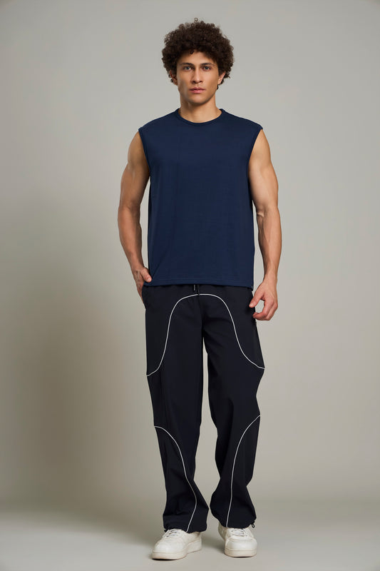 Bout Ribbed Muscle Tank - Navy Blue