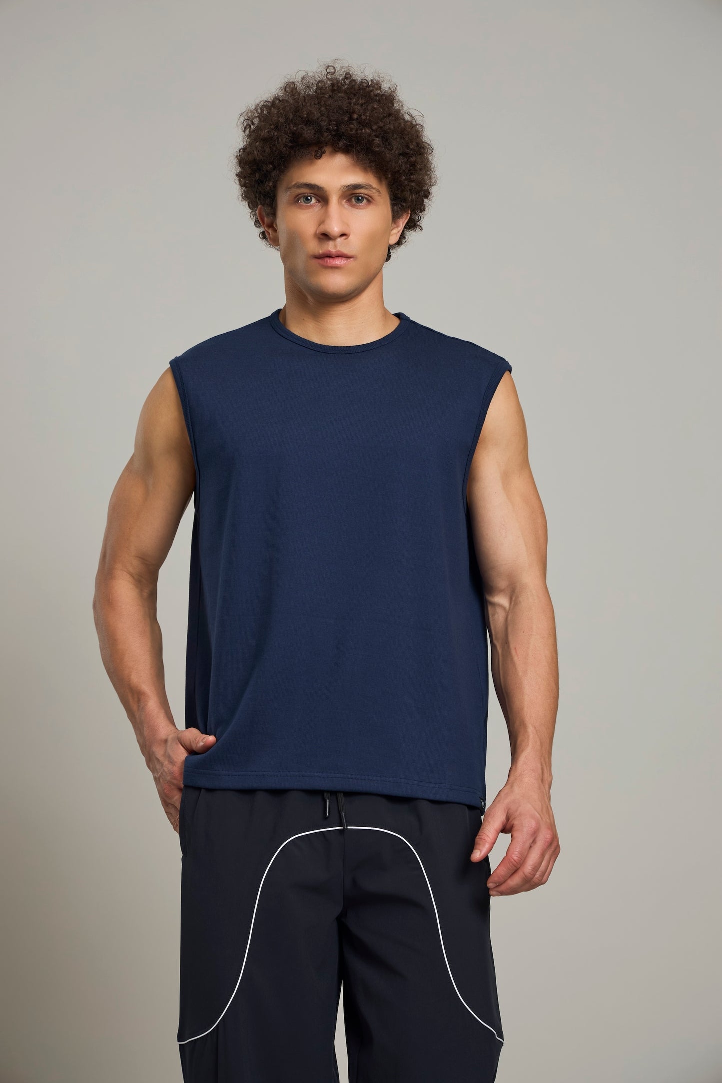 Bout Ribbed Muscle Tank - Navy Blue