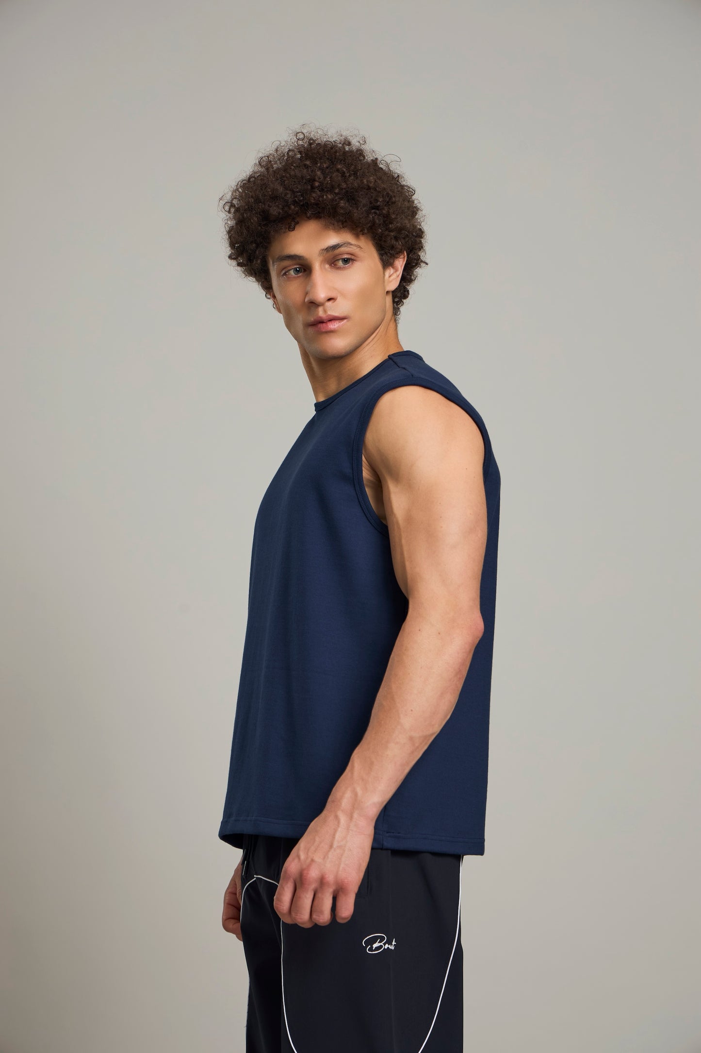 Bout Ribbed Muscle Tank - Navy Blue