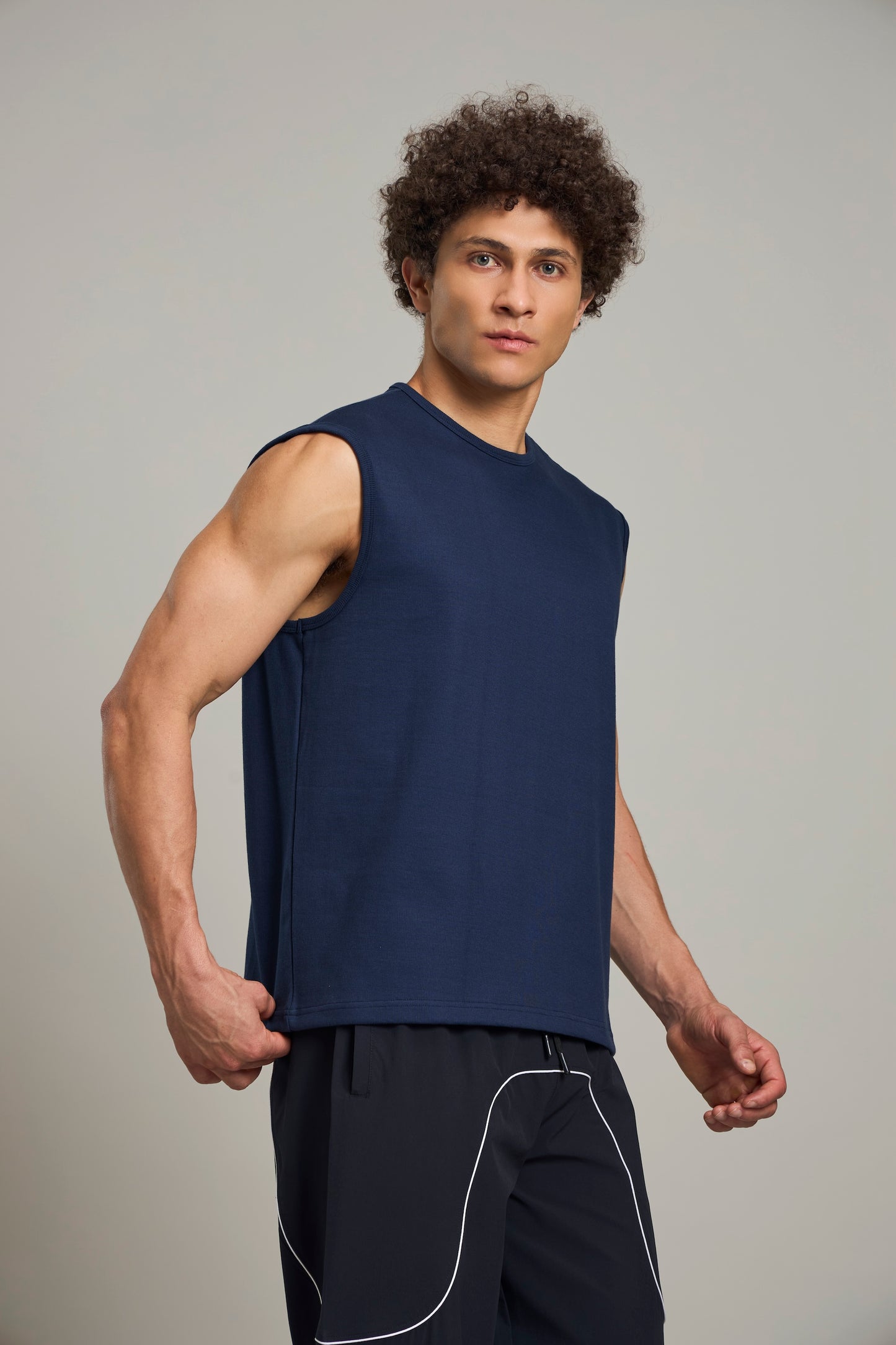 Bout Ribbed Muscle Tank - Navy Blue