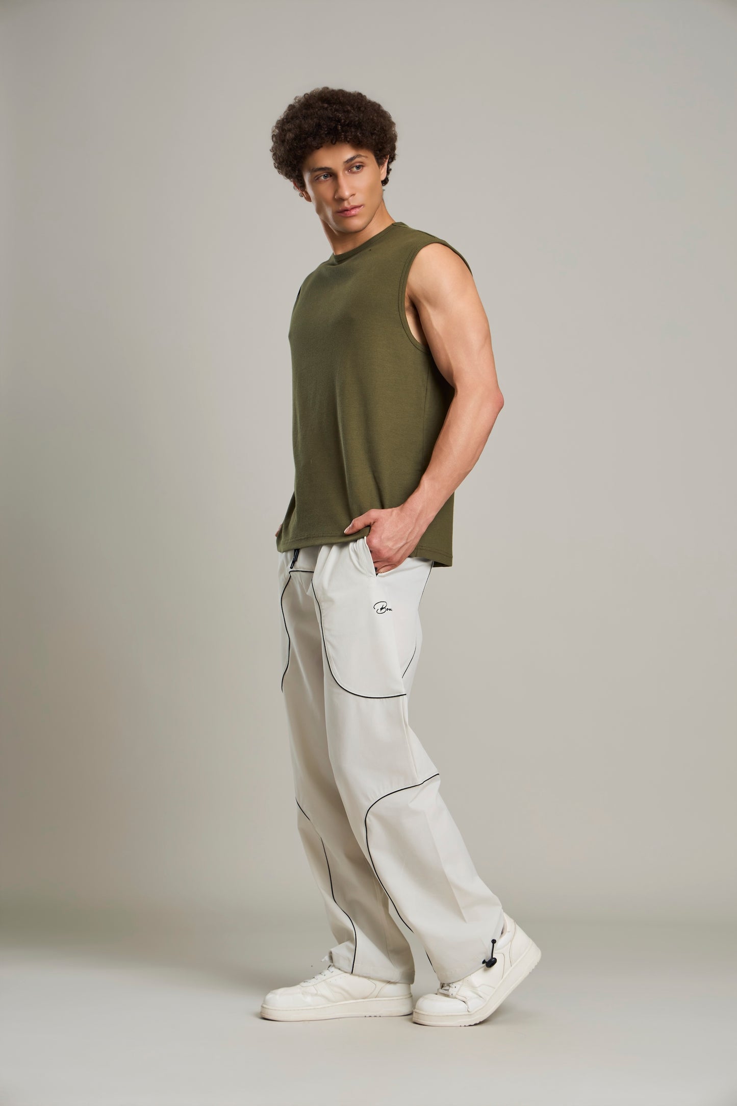 Bout Ribbed Muscle Tank - Olive Green