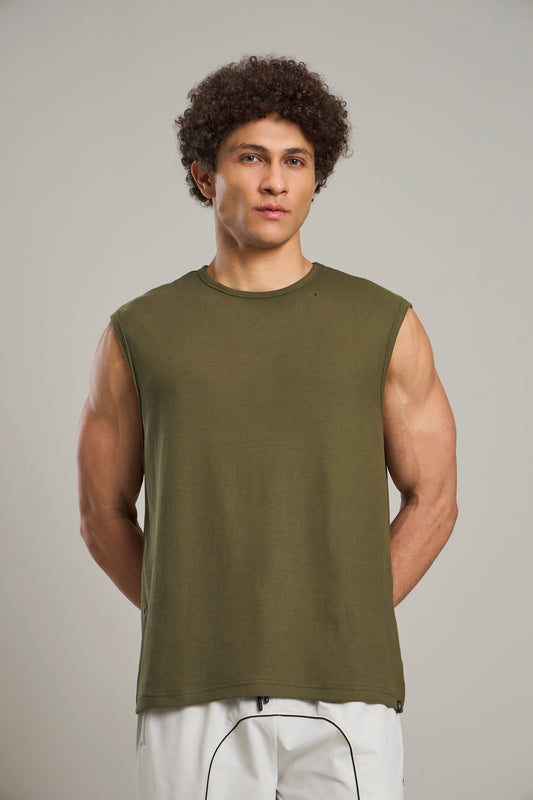 Bout Ribbed Muscle Tank - Olive Green